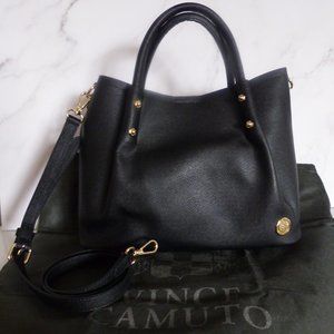 VINCE CAMUTO Leather Satchel With Crossbody Strap